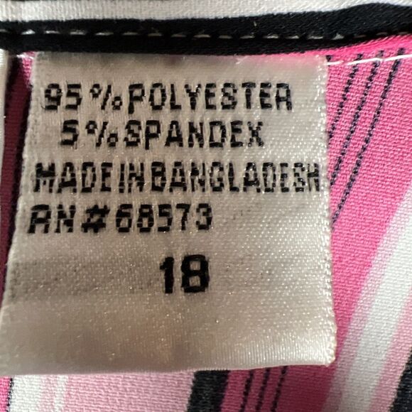 Womens Blue Diamond Plus Size Stretch blouse size 18 Vintage‎ Retro Pink Striped - Picture 2 of 5